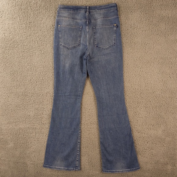 Pilcro Jeans Women 30 Blue The Icon Flare Distressed Stretch Denim Anthropologie - Picture 2 of 16